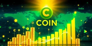 Coinbase Stock (COIN) Gains on New India Crypto Deal.png AI generated image using Flux AI