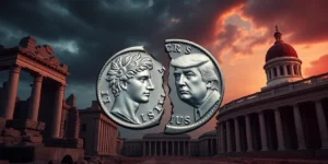 Trump on a coin? When Julius Caesar tried that, the Roman republic crumbled soon after.png AI generated image using Flux AI