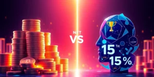 understanding the difference between crypto coin and NFT.png AI generated image using Flux AI